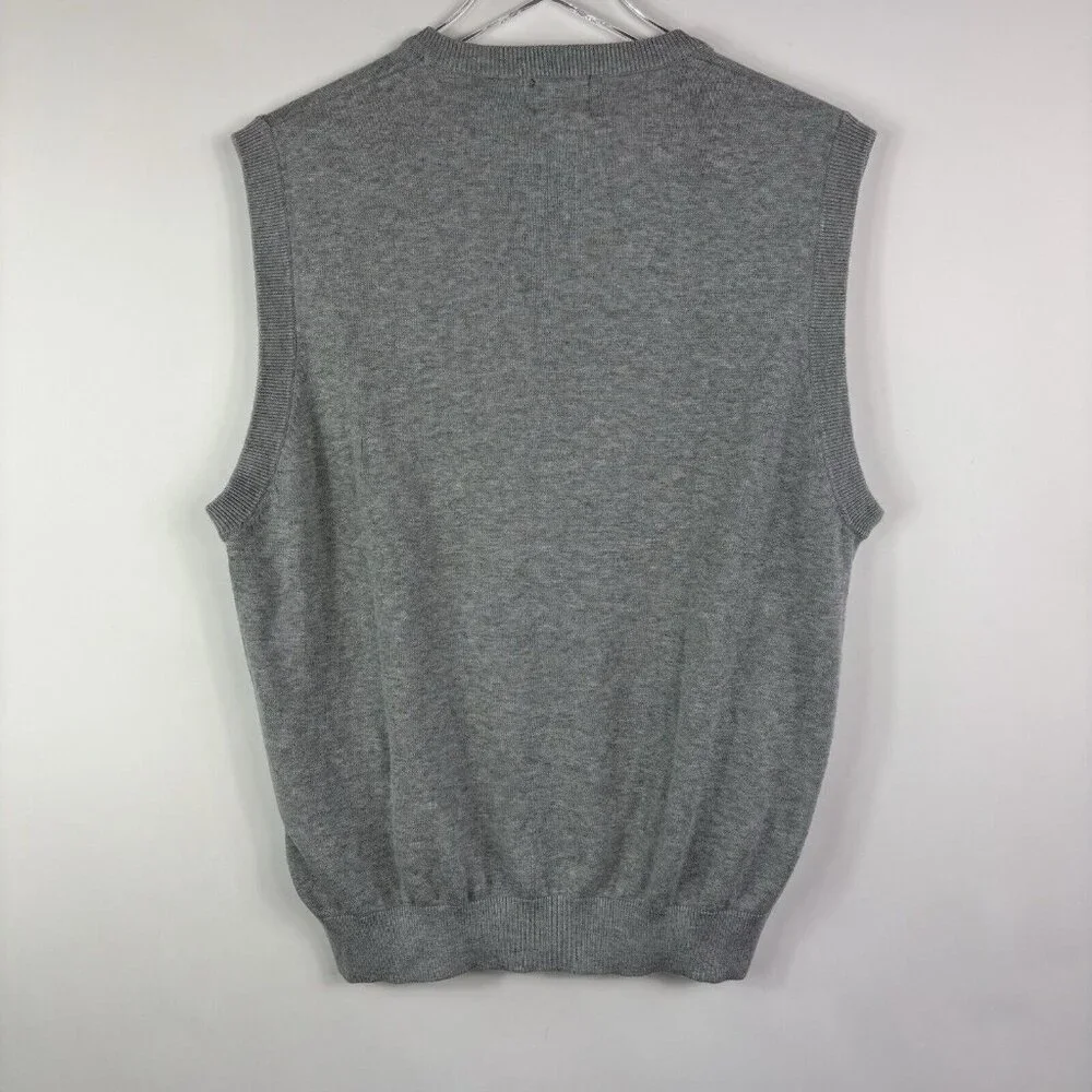 Greg Norman Mens Sweater Vest M Gray blue Golf Argyle Spring Preppy Academia - Picture 6 of 9